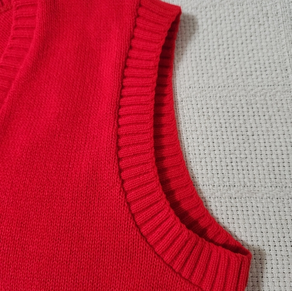 Vintage Red Sweater Vest By Curry Knits Size Medium - Picture 3 of 6